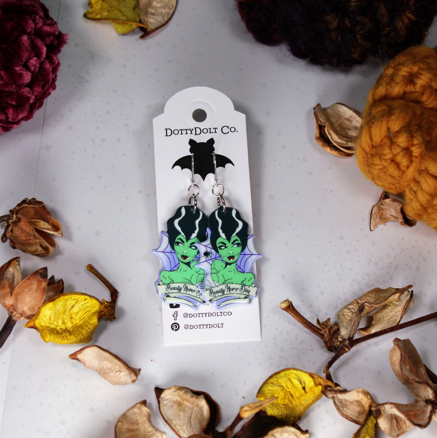 "Beauty Never Dies" - Horror Icon Earrings