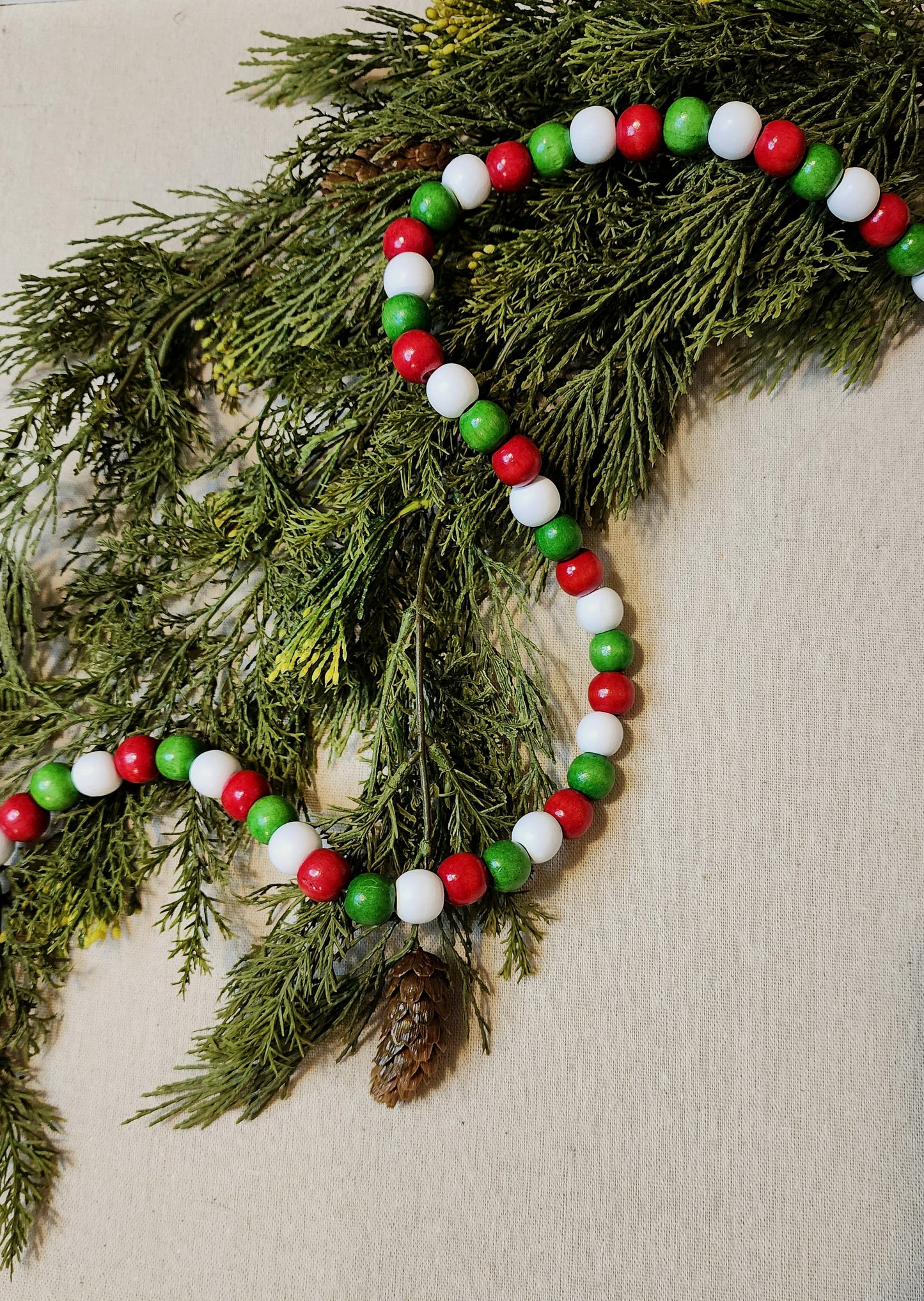 "Festive Classic" - 9ft. Wood Bead Garland