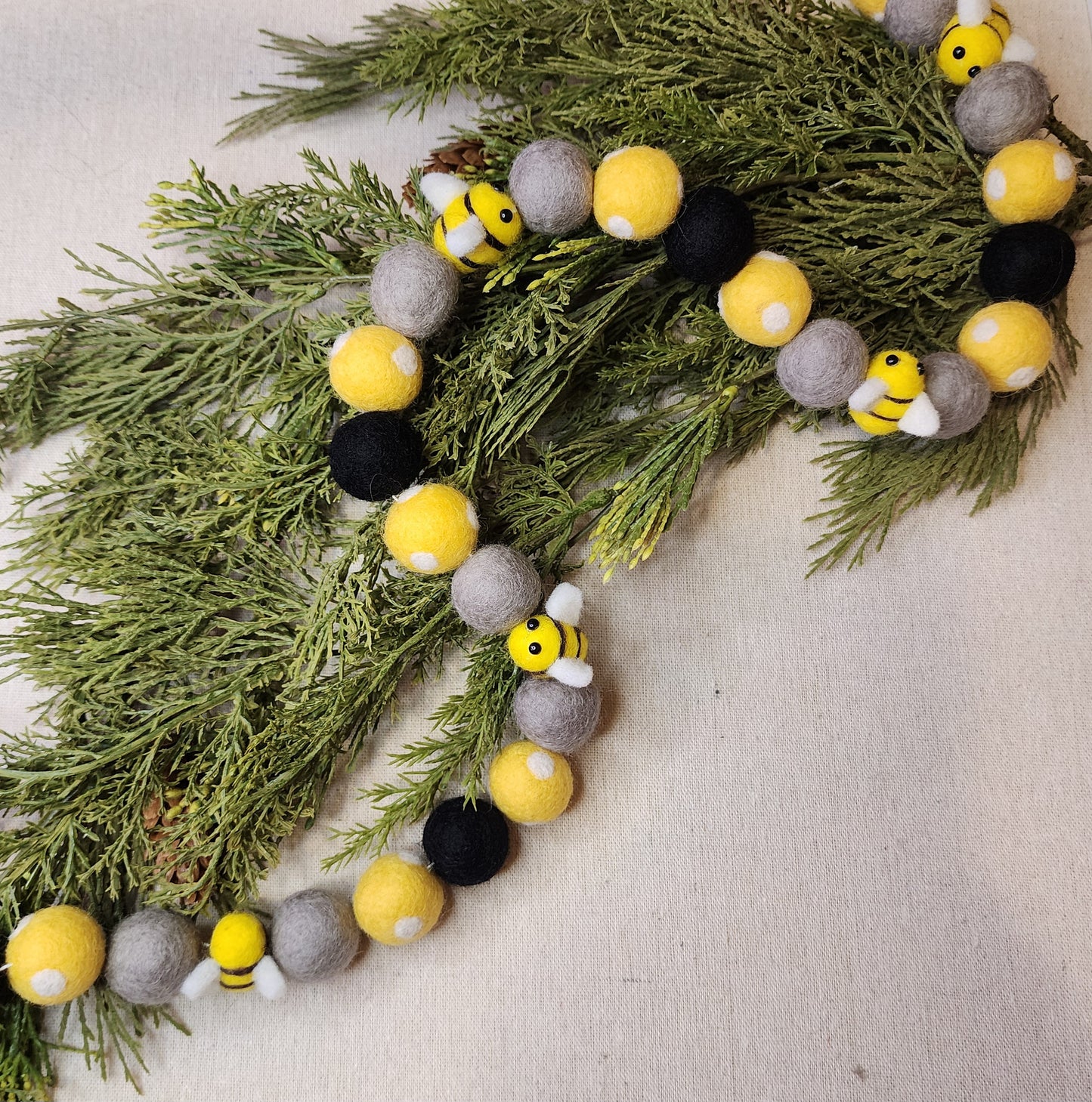 "Bees!" - 5ft. Deluxe Felt Ball Garland