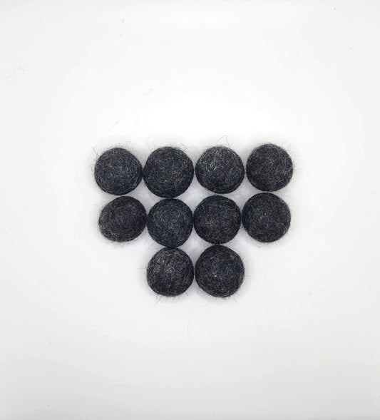 Charcoal - Wool Felt Balls